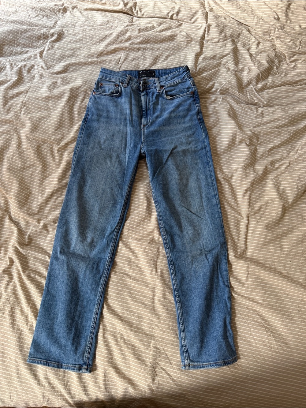 ASOS Women's Mid Blue Cropped Straight Jeans